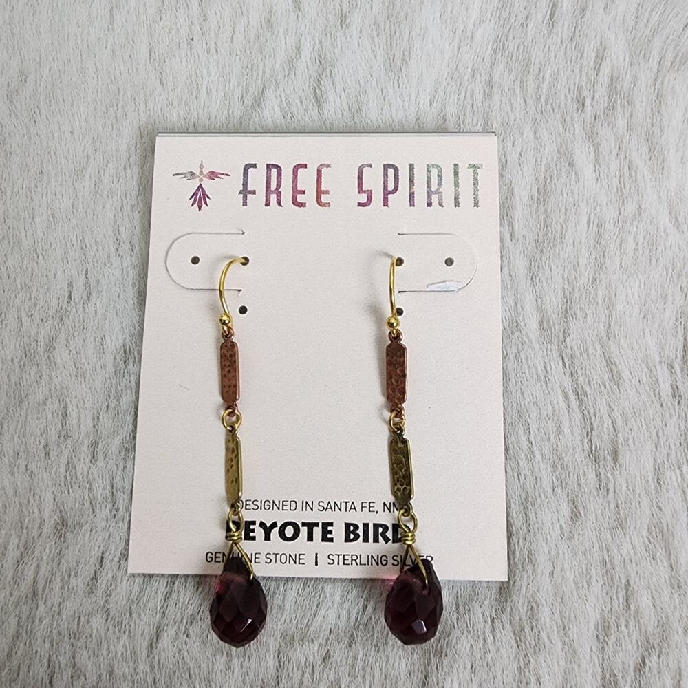 NEW Peyote Bird Free Spirit Gold Copper Silver Purple Crystal Dangle Earrings